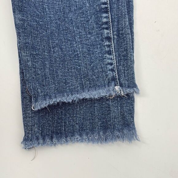 Paige Denim Verdugo Ankle Raw Hem Stretch Mid-Rise Skinny Jeans Cropped Blue 27 - Picture 9 of 13
